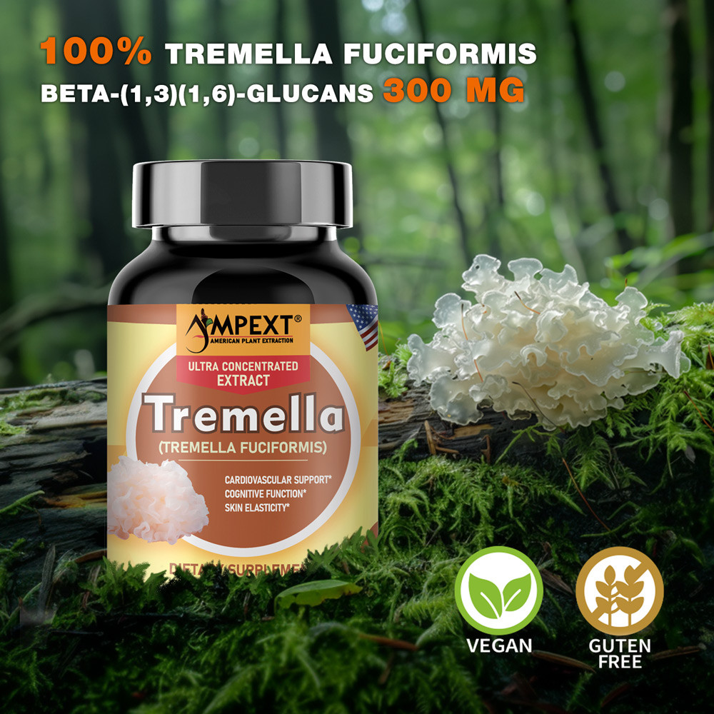 Tremella Extract – Only Fruiting Bodies, Over 30% Beta-Glucans, 90 caps