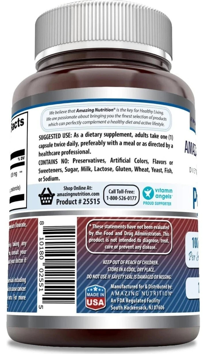 Amazing Nutrition Formulas Pygeum 100 mg 120 Capsules EXP 06/2026