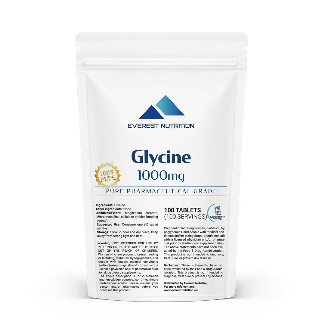 GLYCINE 1000mg TABLETS. AN EFFECTIVE NEUROTRANSMITTER, ELEVATE ENERGY