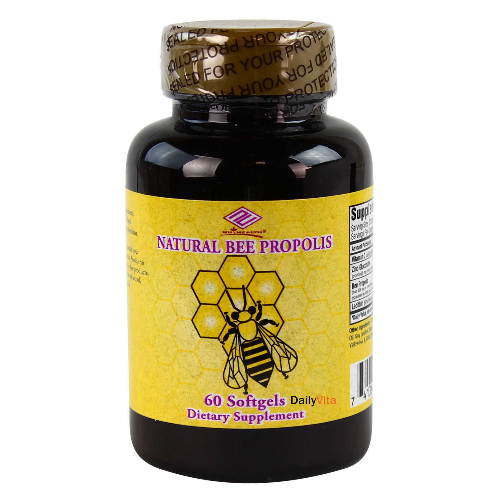 5 x Natural Bee Propolis 500 mg 60 SGel Total 300 Softgels