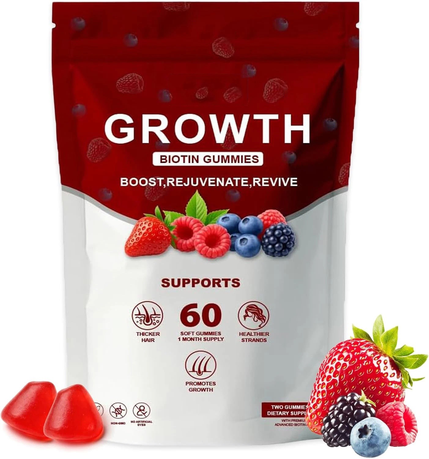 5Pcs Hair Growth Gummies – Biotin Vitamins Plant Extracts, Supports Health