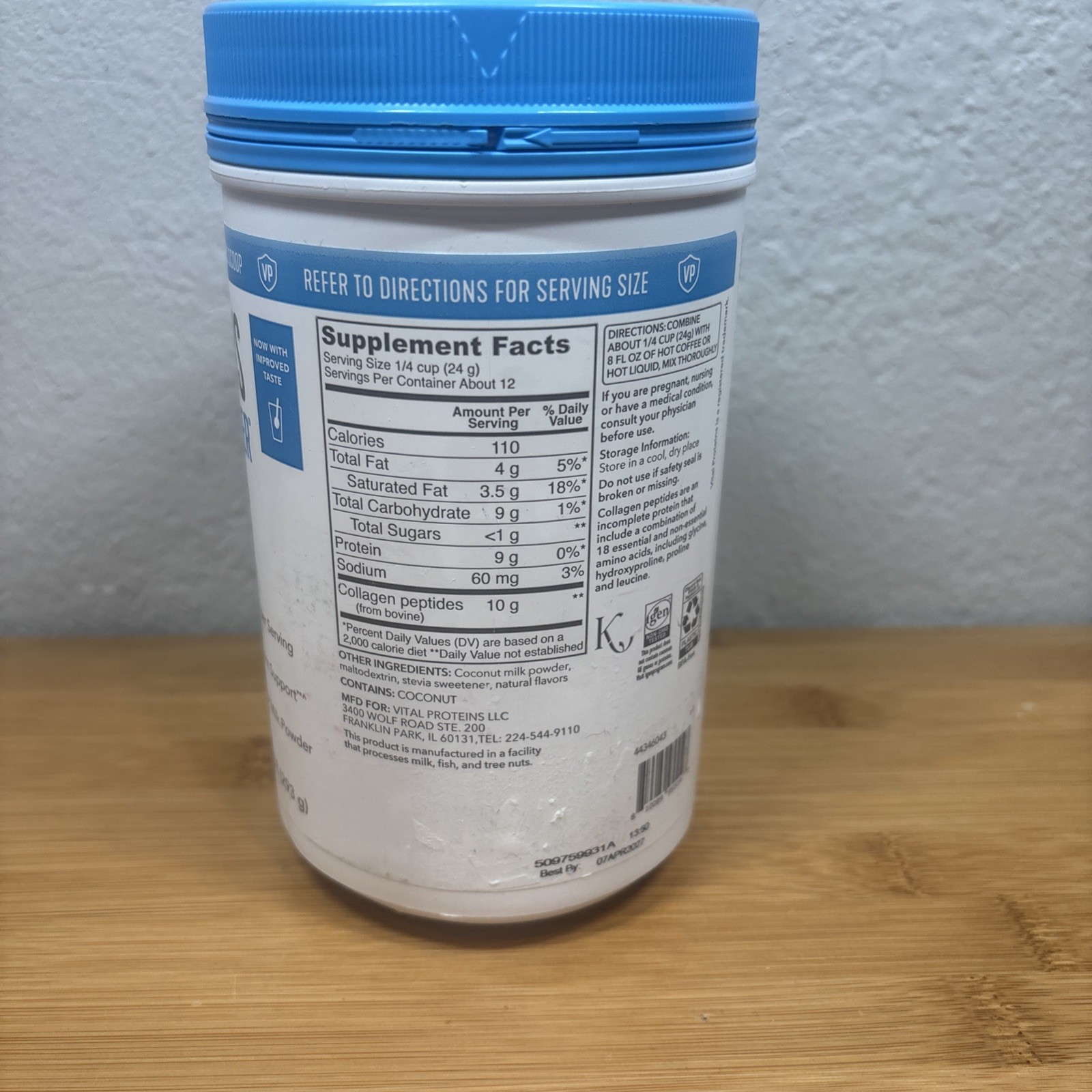 Vital Proteins Collagen Creamer Original Powder 10.3oz Non-GMO DF GF 4/7/27