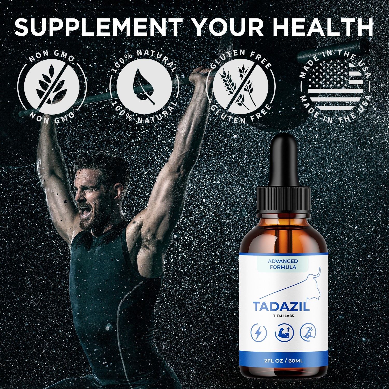 (1 Pack) Tadazil Male Health Support Drops Advanced Tada Zil Vitamin 30 Servings