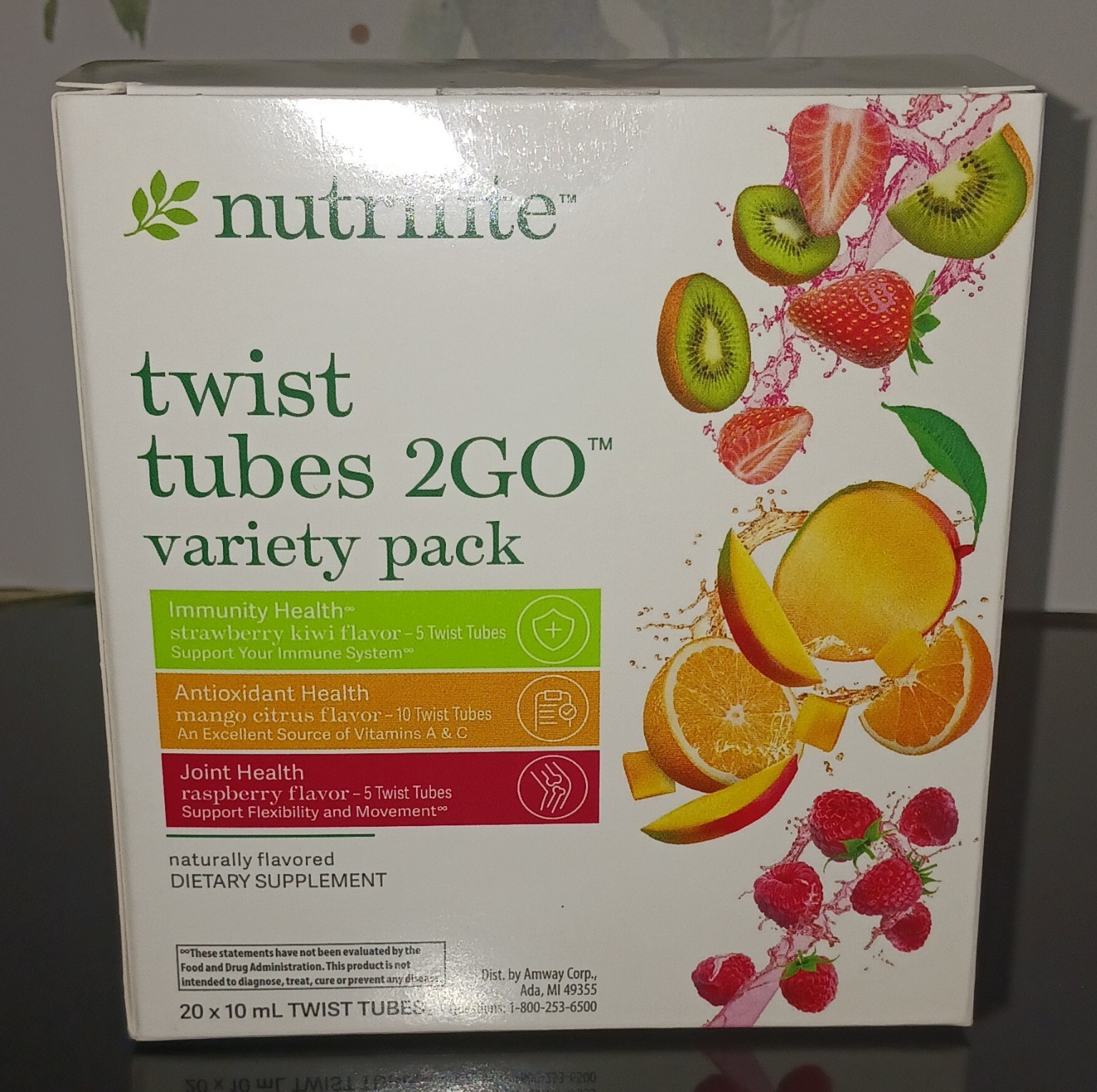 Nutrilite Twist Tubes 2GO Liquid Supplement Immune/Antioxidant/Joint 20x10mL