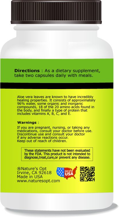 Aloe Vera Extract Capsules, For digestion and detox cleansing, immune support