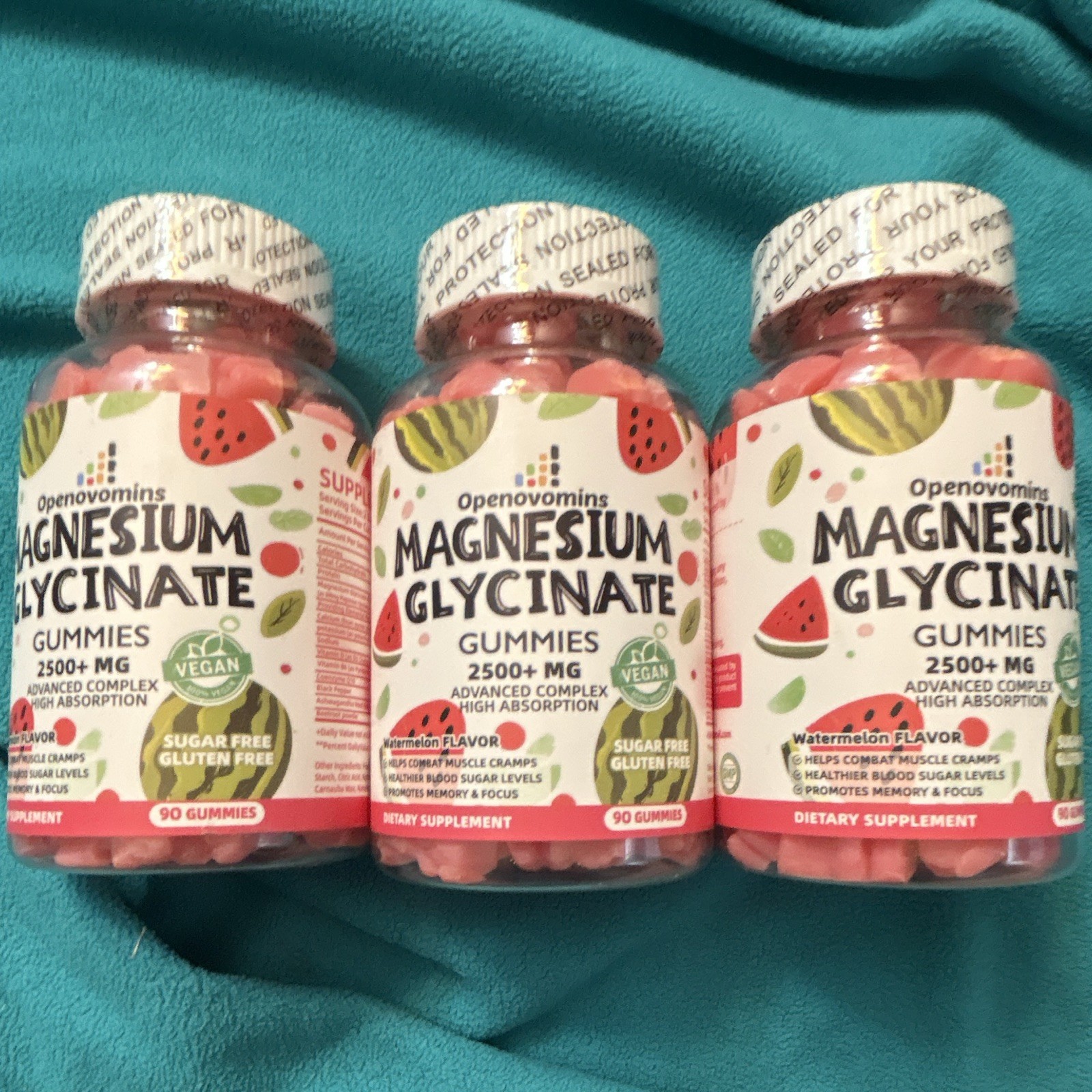 Opennovomins Magnesium Glycinate Gummies 2500+mg Watermelon 90 Vegan Non-GMO