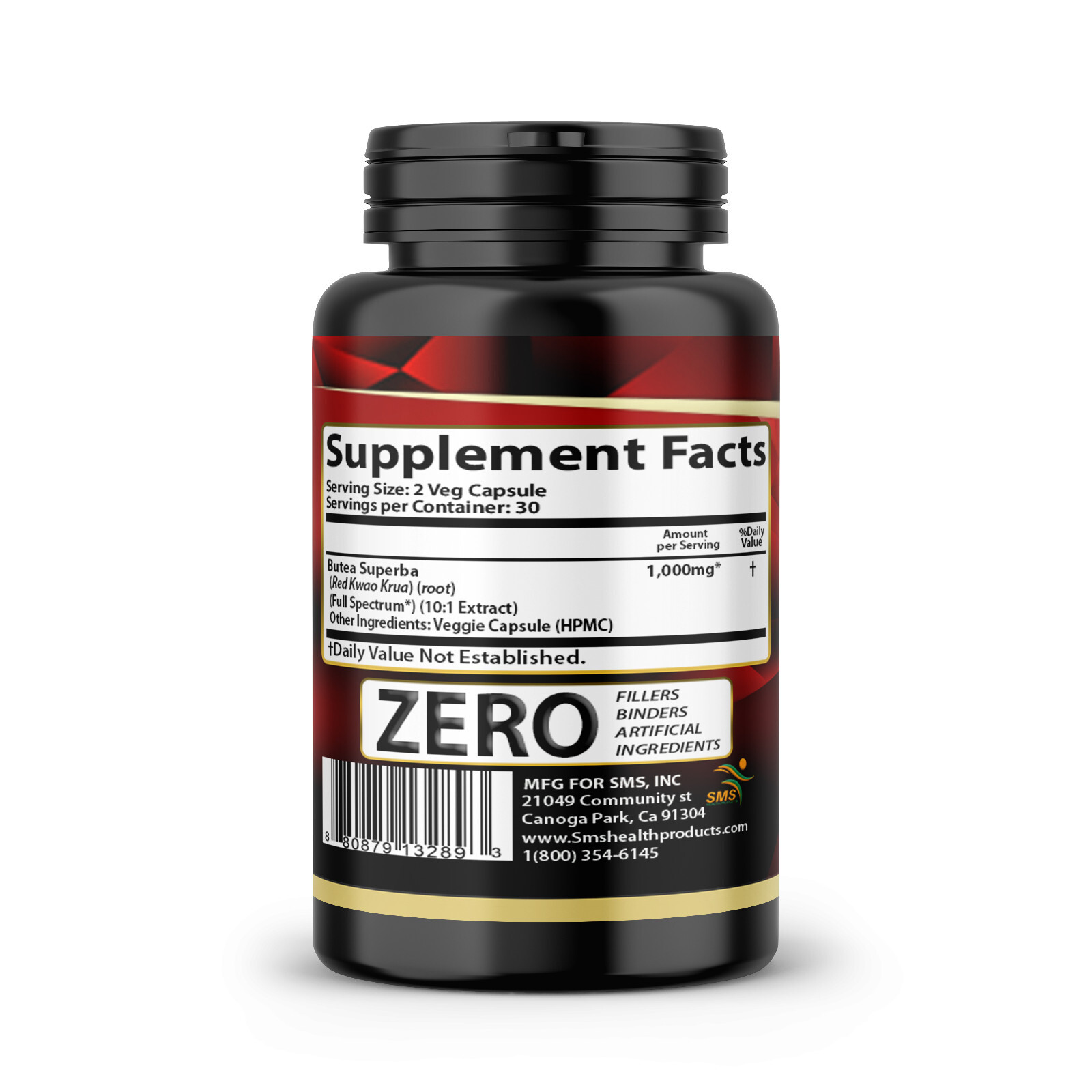 180 Organic Butea Superba Red Kwao Krua 1000mg DAILY Caps Men’s Health
