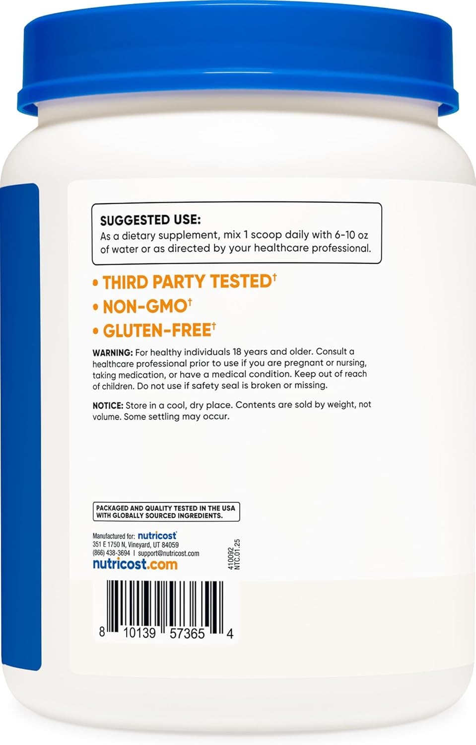 Nutricost Pure L Arginine Powder 1KG 200 Servings Non GMO Gluten Free 5g