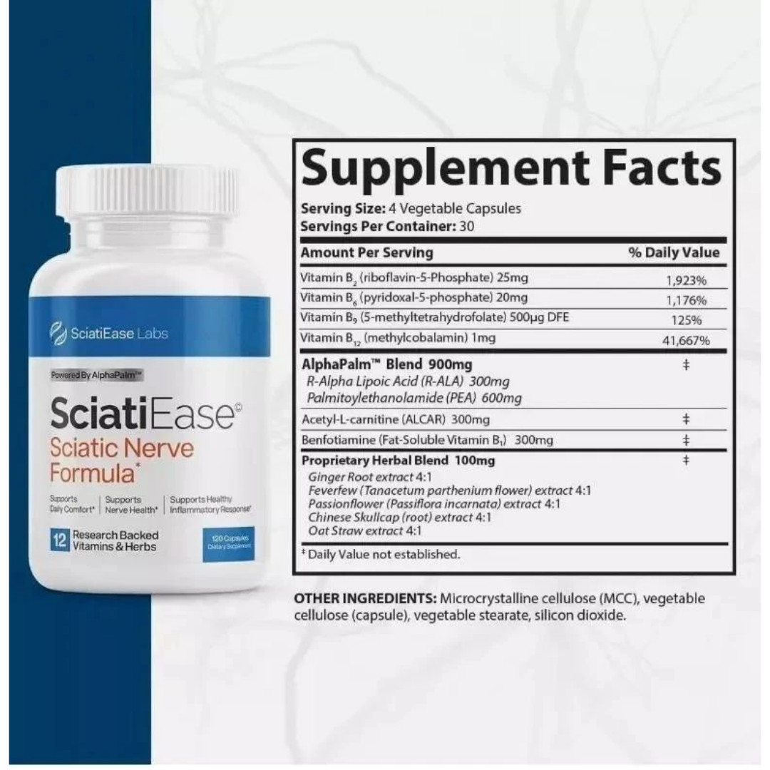 3 PACK SciatiEase Labs Sciati Ease Sciatic Nerve Suitable Complex 120 Capsules F