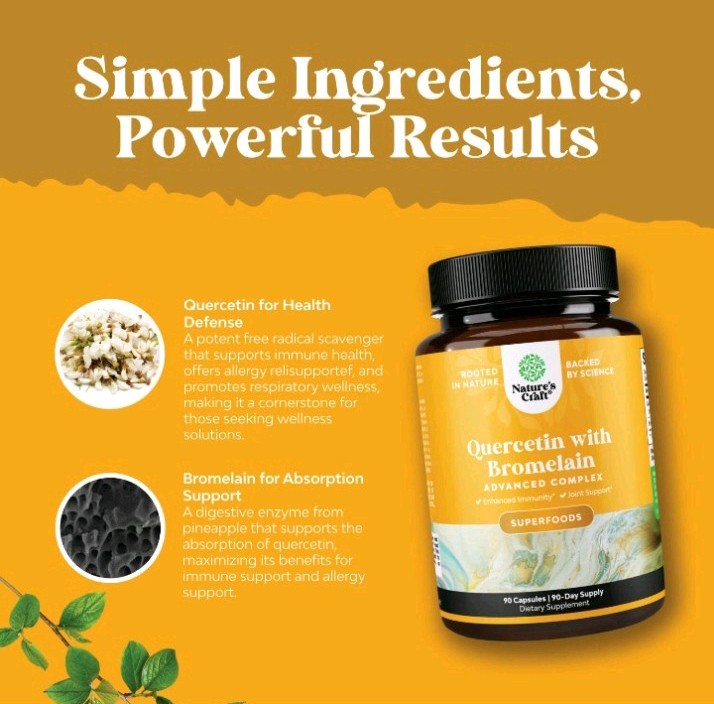 Pure Quercetin with Bromelain Supplement for Immune Aid – High Potent 90ct