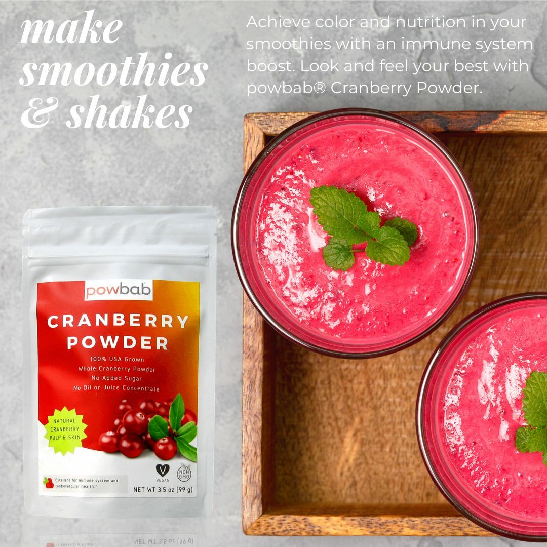 powbab Cranberry Powder from 100% USA Grown Organic Dried Cranberries (3.5 oz)
