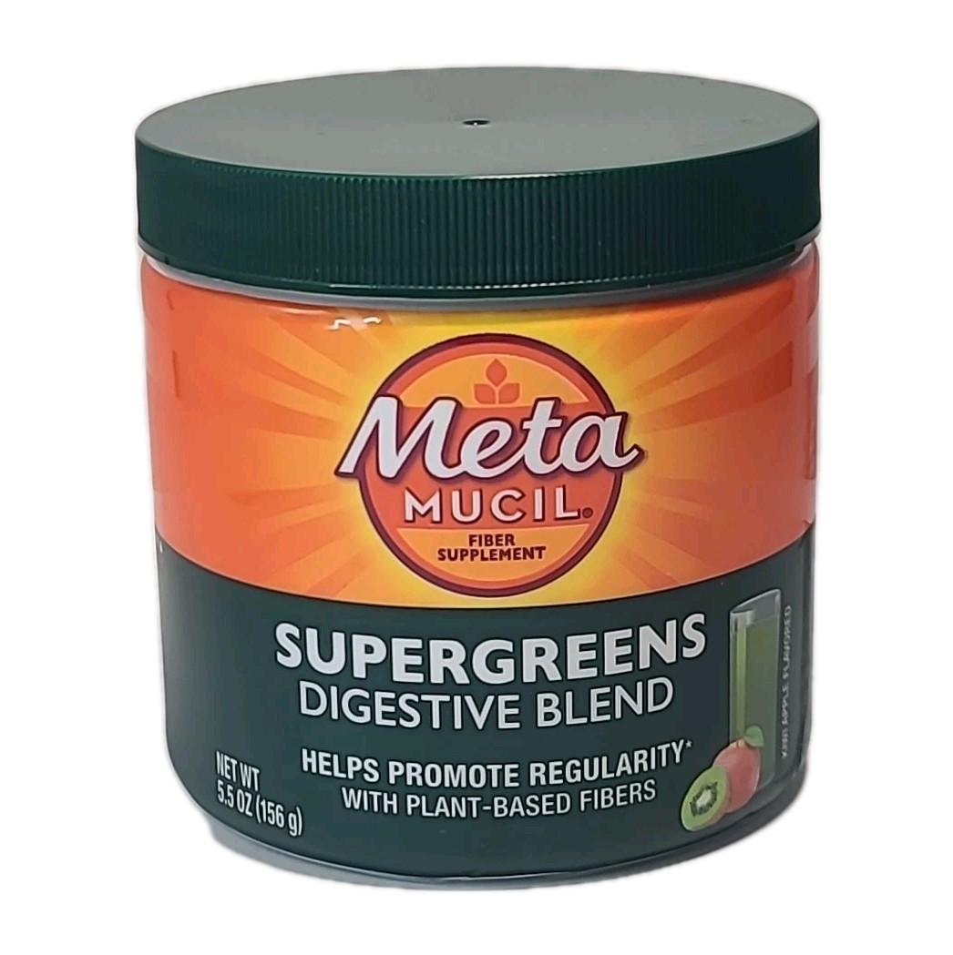 2 × Metamucil Super Greens Digestive Blend Powder Fiber KIWI APPLE 5.5 Oz 11/26