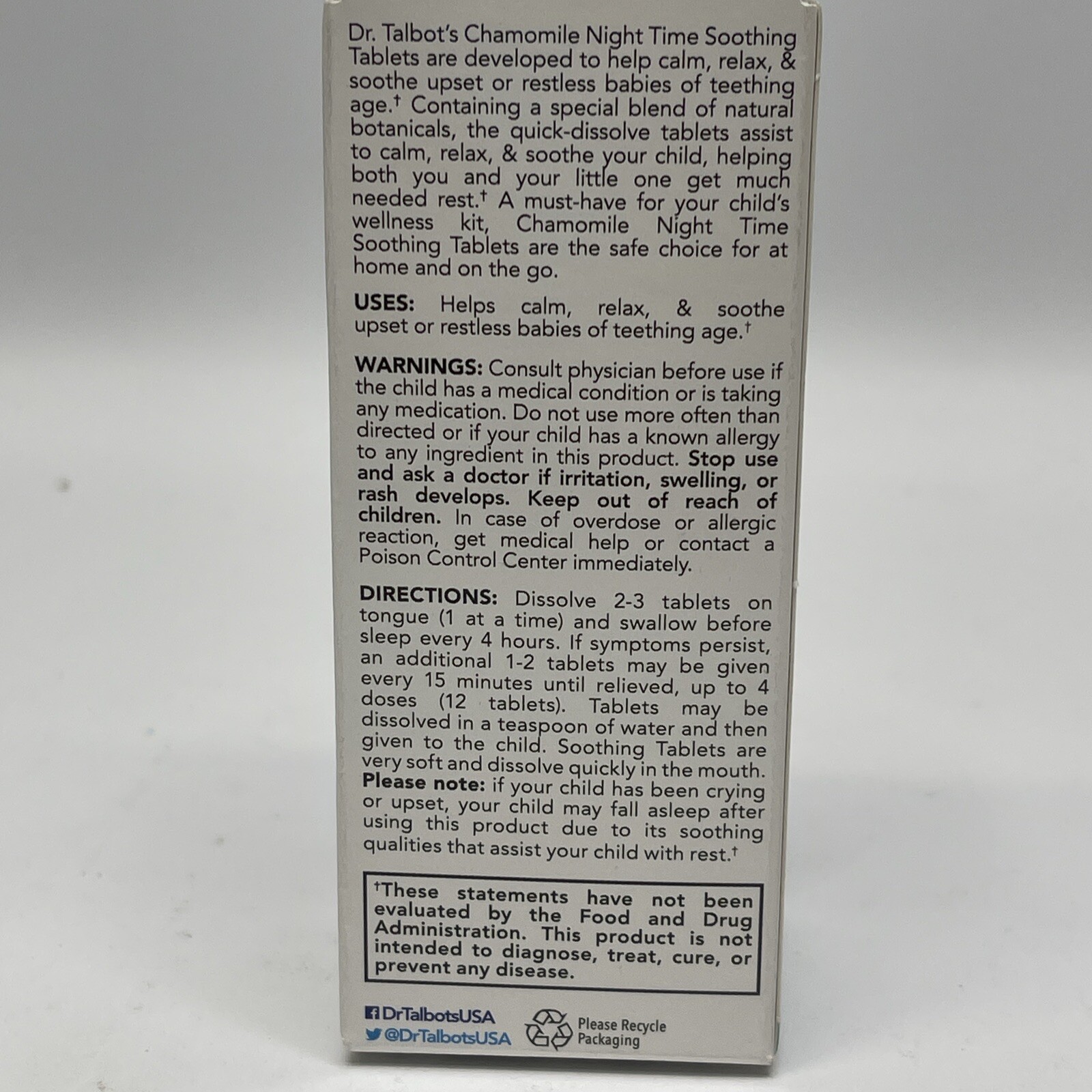 Dr. Talbot’s Night Time Chamomile Soothing Tablets Quick Dissolve 140 Count 5/26