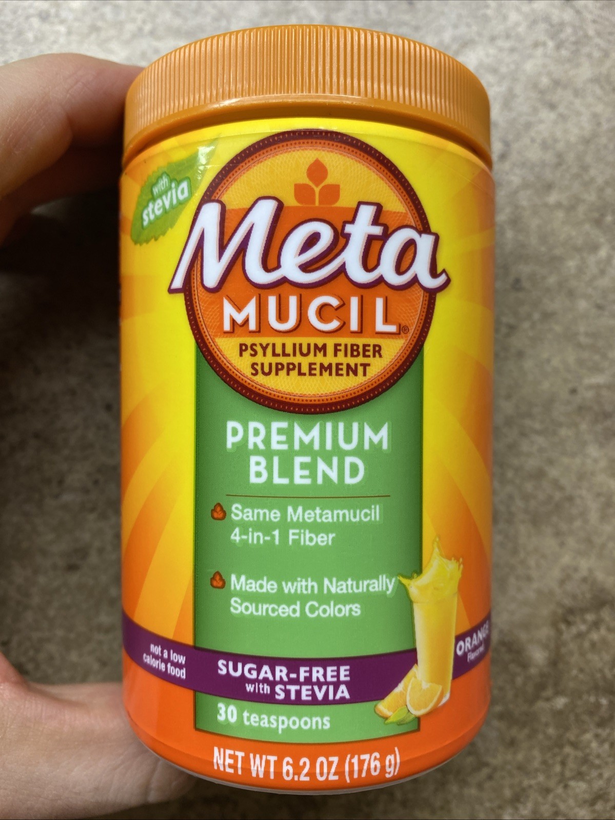 Meta Mucil Psyllium Fiber Supplement – Orange Flavor 6.2oz