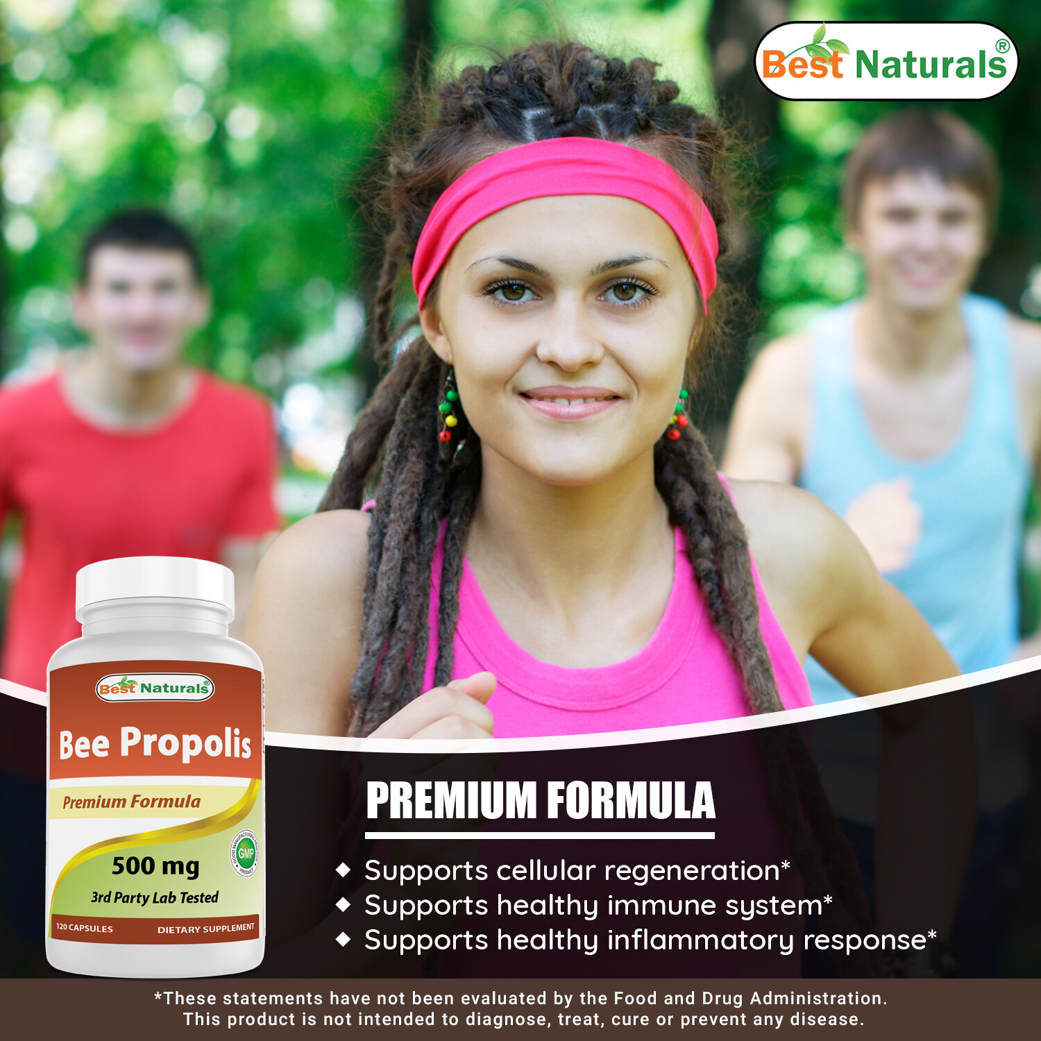 3 Pack Best Naturals Bee Propolis 500 mg 120 Capsules