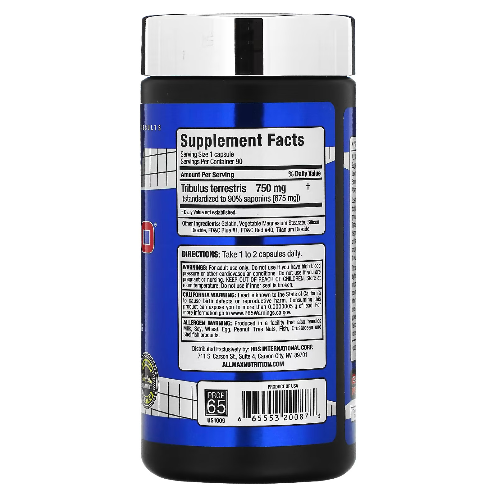 2 X ALLMAX, TribX90®, 750 mg, 90 Capsules-worldwide