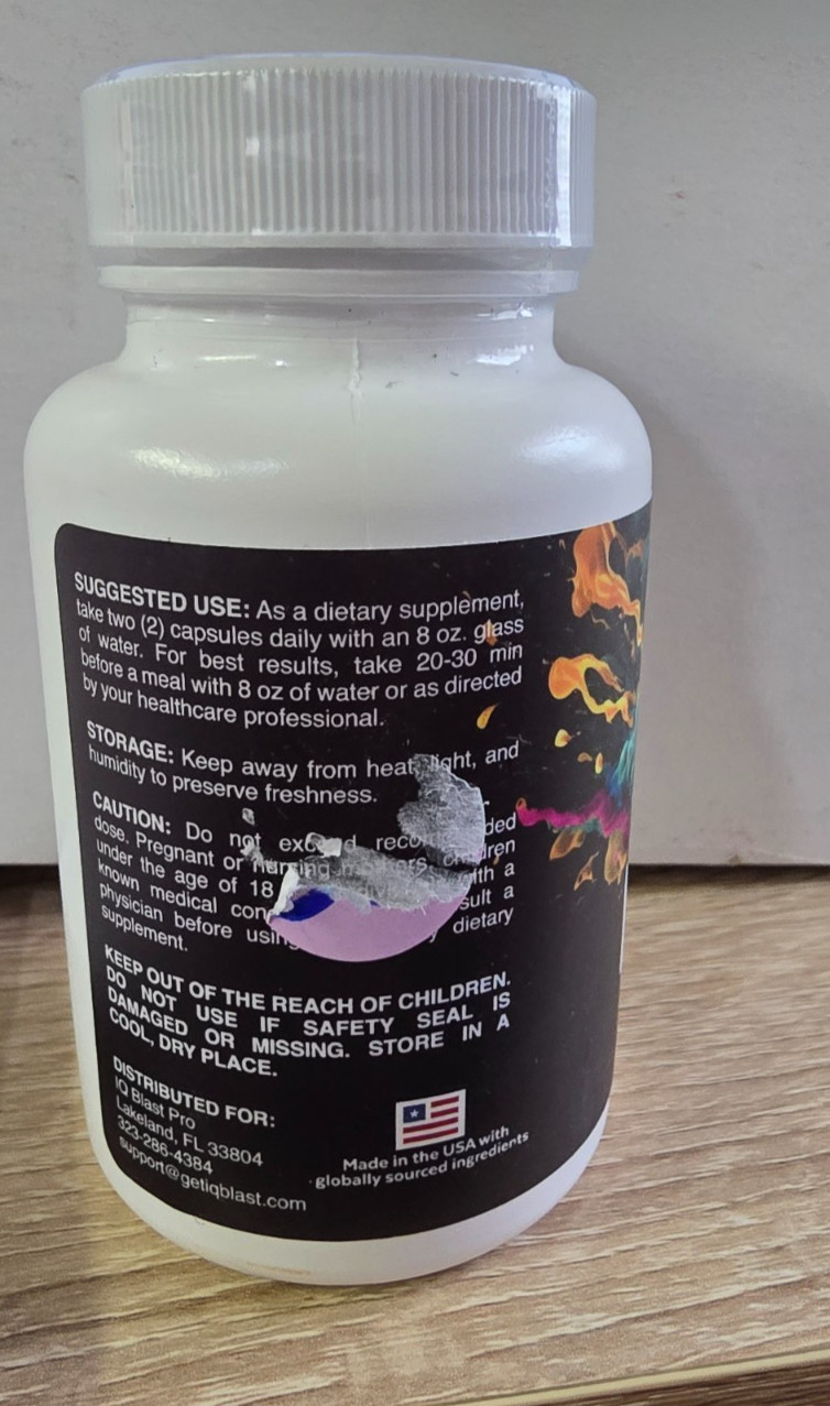 IQ Blast Pro nootropic Brain Supplement 30 Day Supply 60 Capsules Exp 07/27
