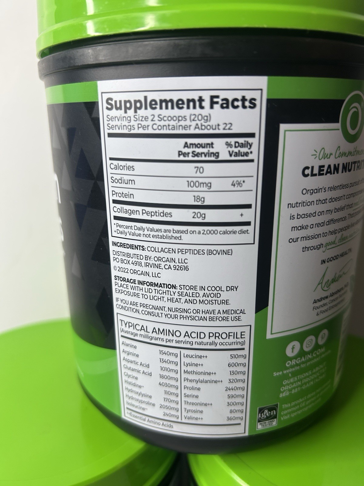 3 Units Orgain Unflavored Collagen Peptide Protein – 16 oz (2156602) Exp 09/27