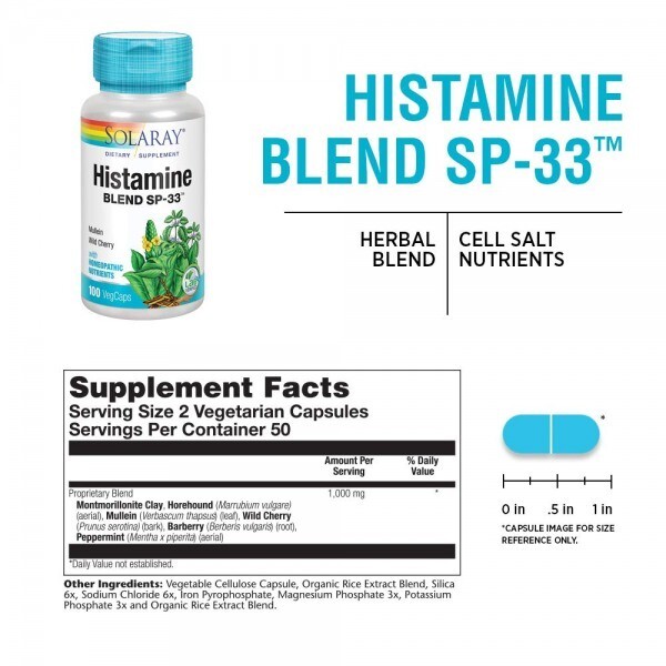 Solaray Histamine Blend SP-33 | Herbal Blend w/Cell Salt Nutrients