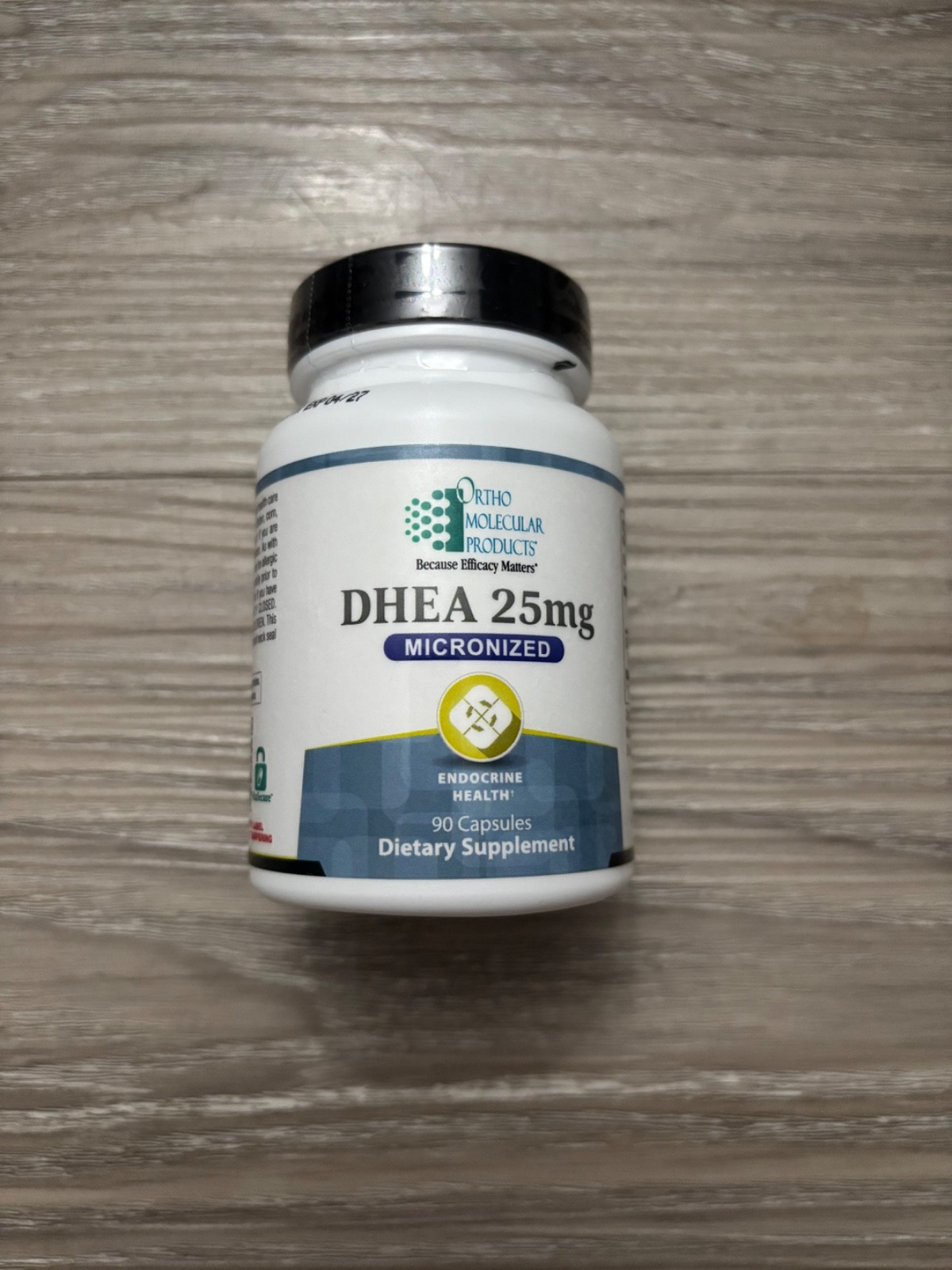 Ortho Molecular Products DHEA 25mg Alcohol-Free Allergen 90 Capsules Exp 11/26