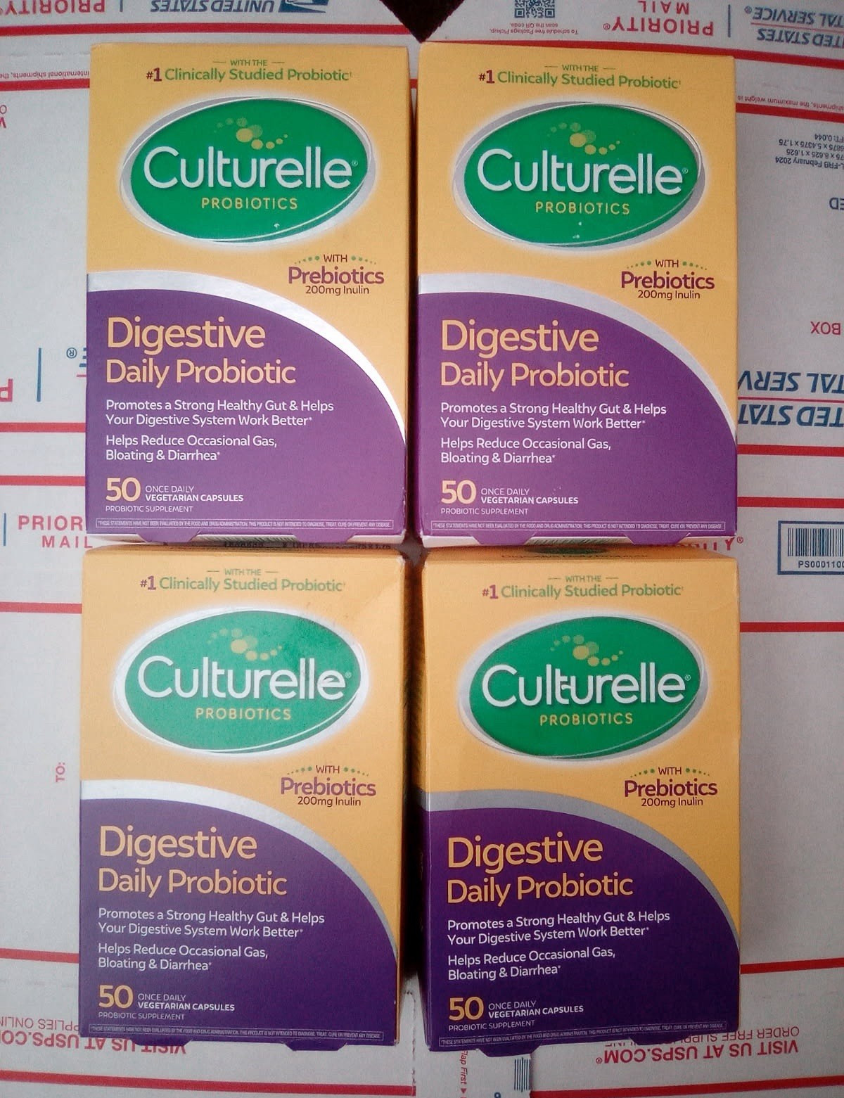 4x Culturelle Daily Digestive Support Probiotic Prebiotics Vegetarian 50 Caps ea