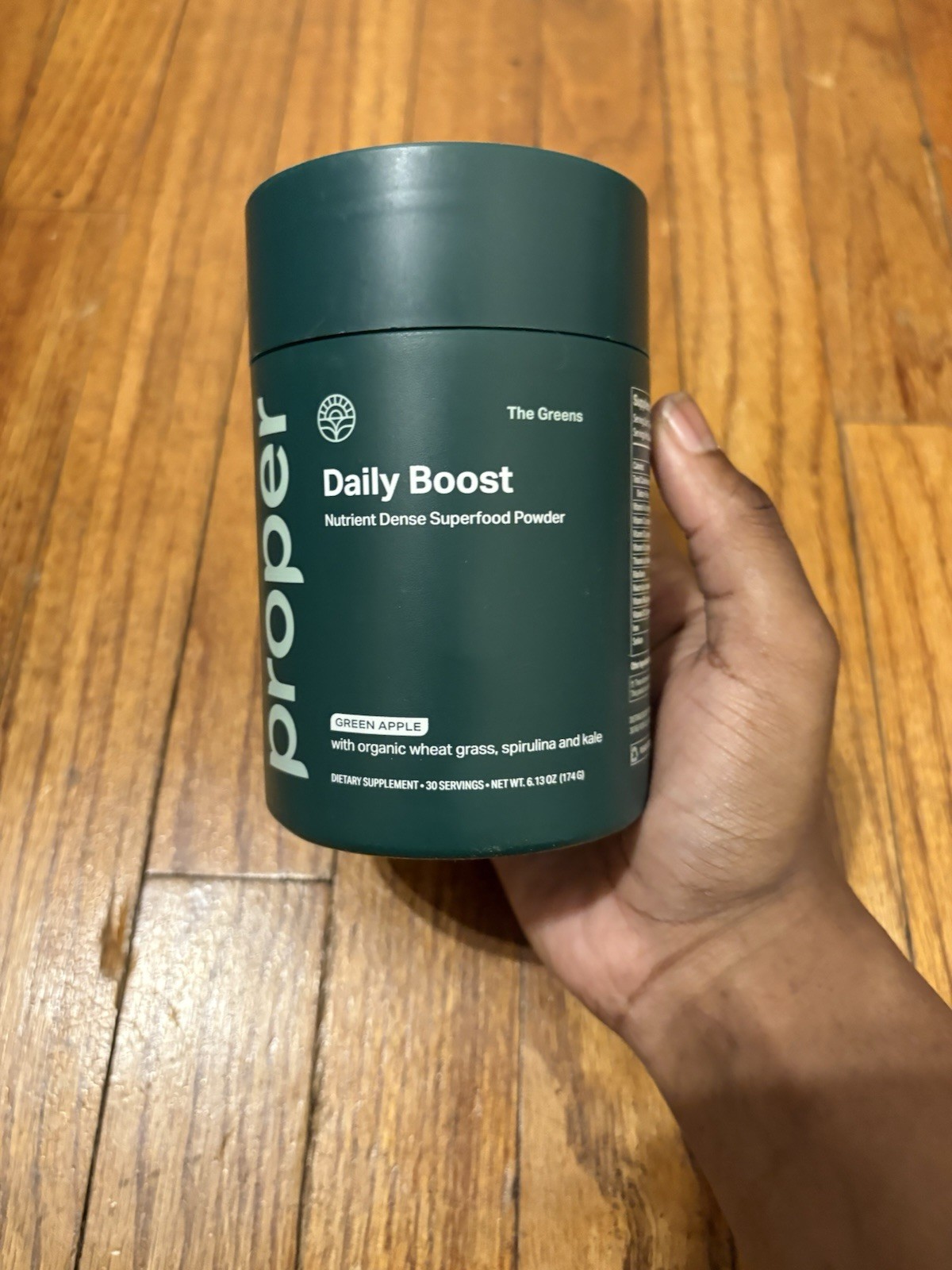 Proper Superfood Powder Organic Wheatgrass Spirulina Kale Green Apple 6.13 oz