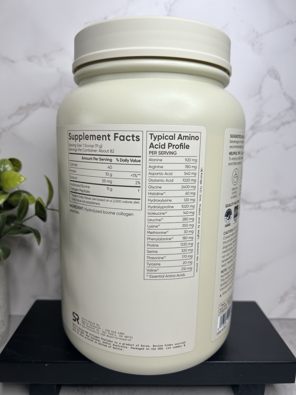 Sports Research Collagen Peptides Powder Unflavored 32oz Exp 02/2029
