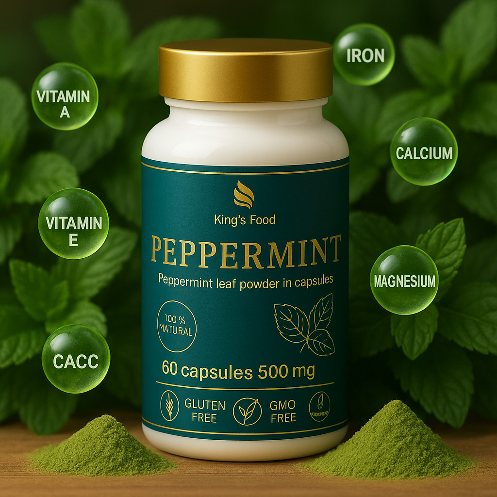 Peppermint Capsules – 100% Natural Peppermint Leaf Powder | 500 mg | King’s Food