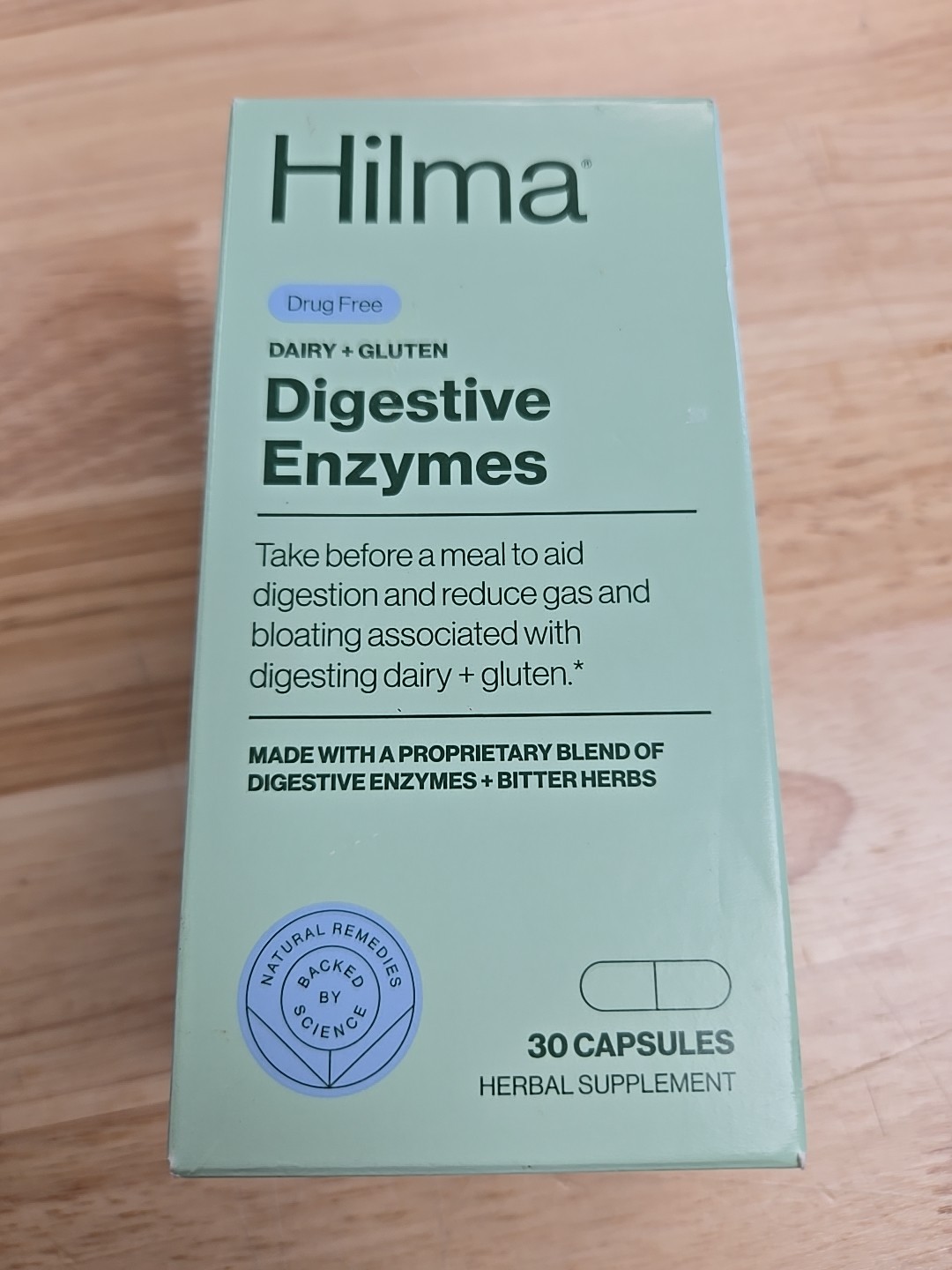 Hilma Dairy + Gluten Digestive Aid Enzymes Drug Free 30 Ct Capsules 10/2027