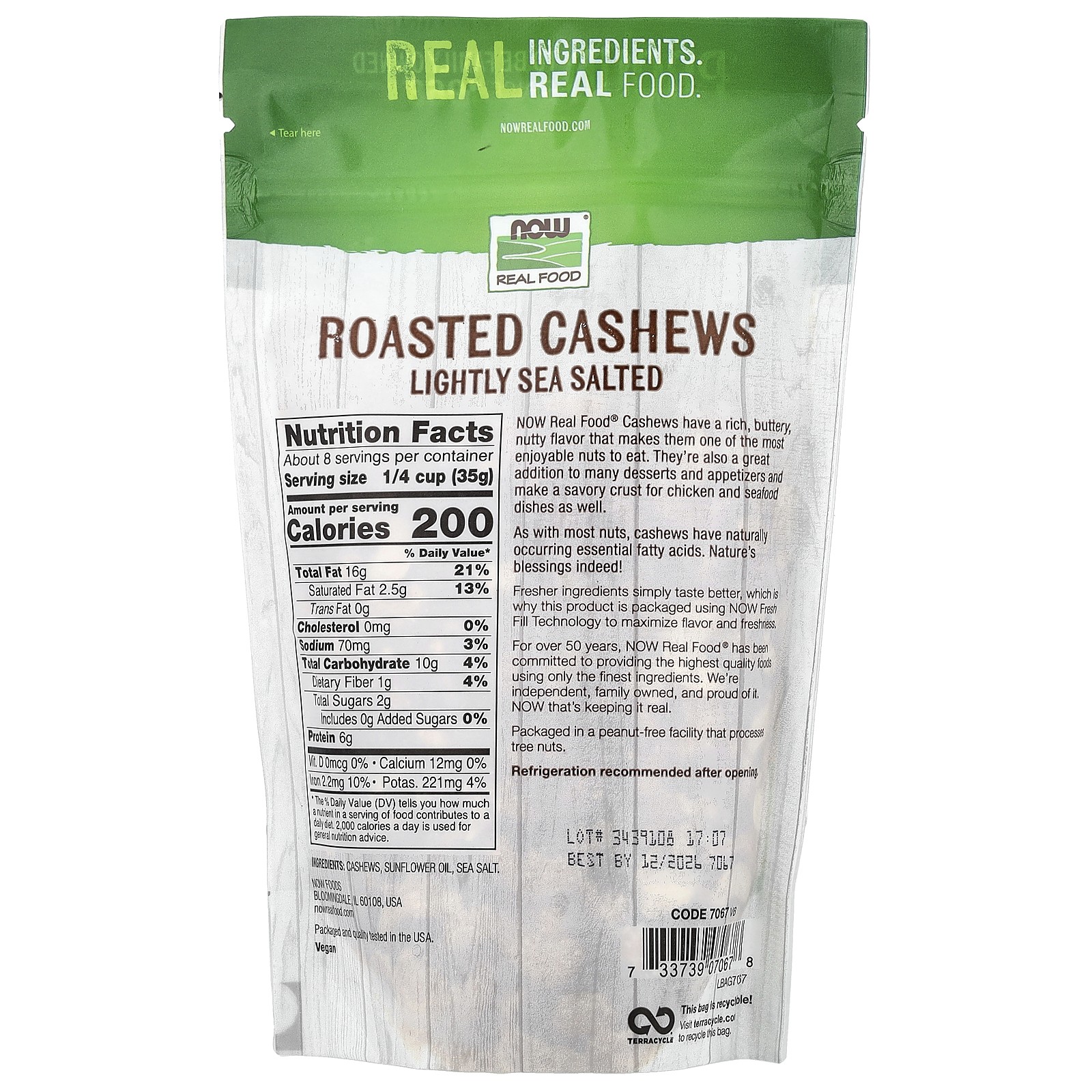 Real Food, Cashews, Roasted & Lightly Sea Salted, 10 oz (284 g)