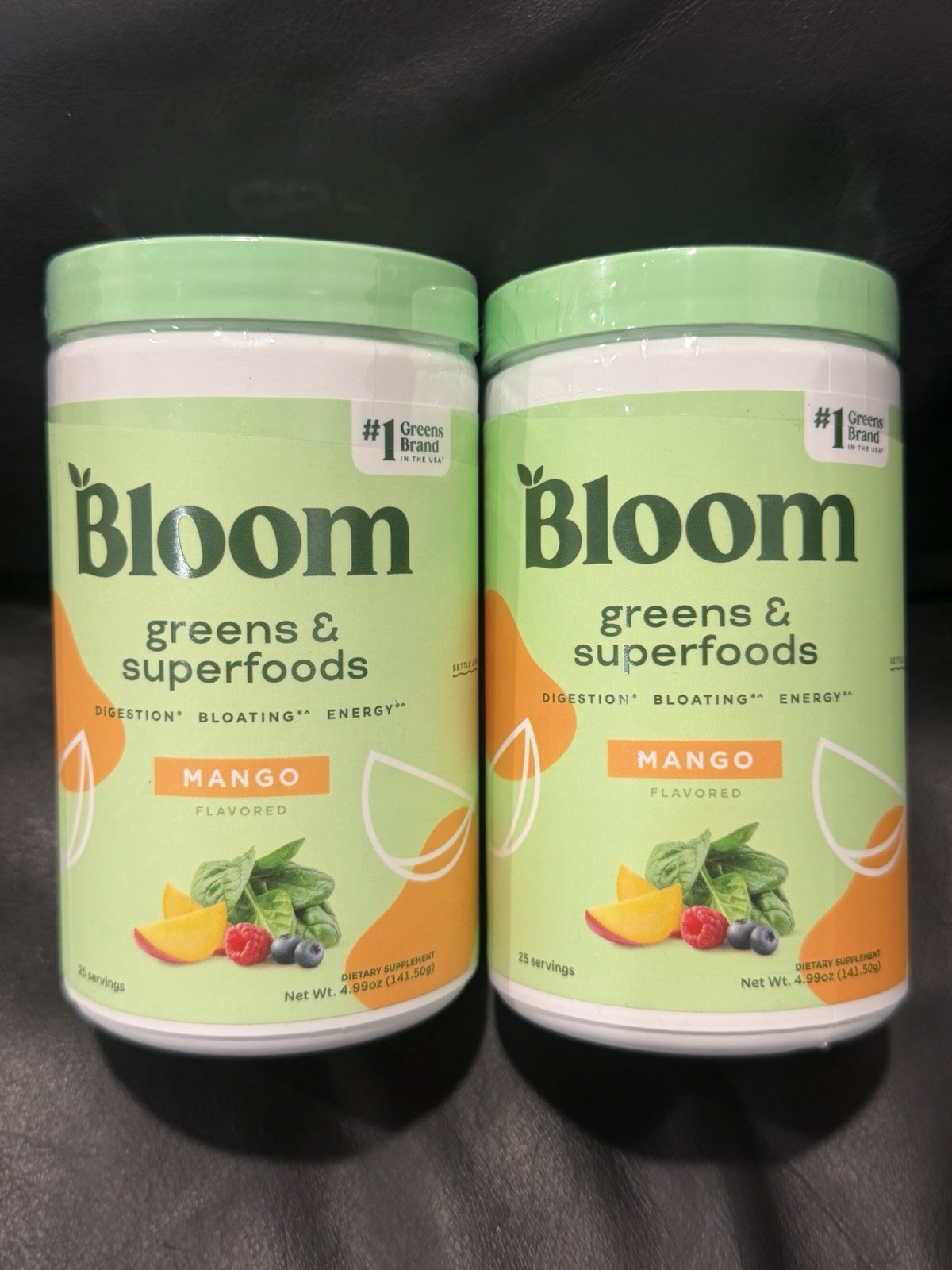 2 pk Bloom Greens & Superfoods Mango Powder Digestive & Energy Sup 4.99 oz 01/27