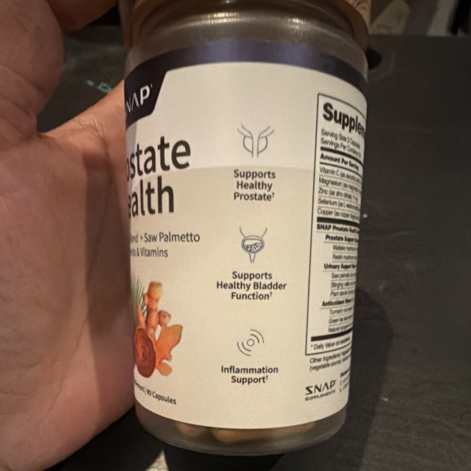 SNAP Prostate Health Dietary Supplement 2000mg Vegan Gluten-Free Non-GMO 90 Caps