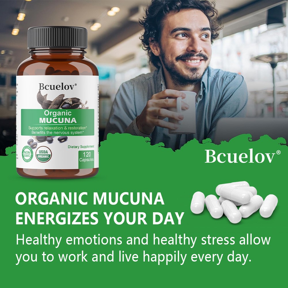 Organic Mucuna 250mg Support Relaxation Emotional Balance 30/60/120 Capsules