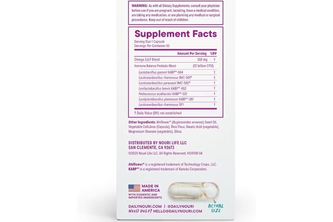 dailynouri Hormone Balance Probiotic Capsules Citrus 30 Count All-Natural