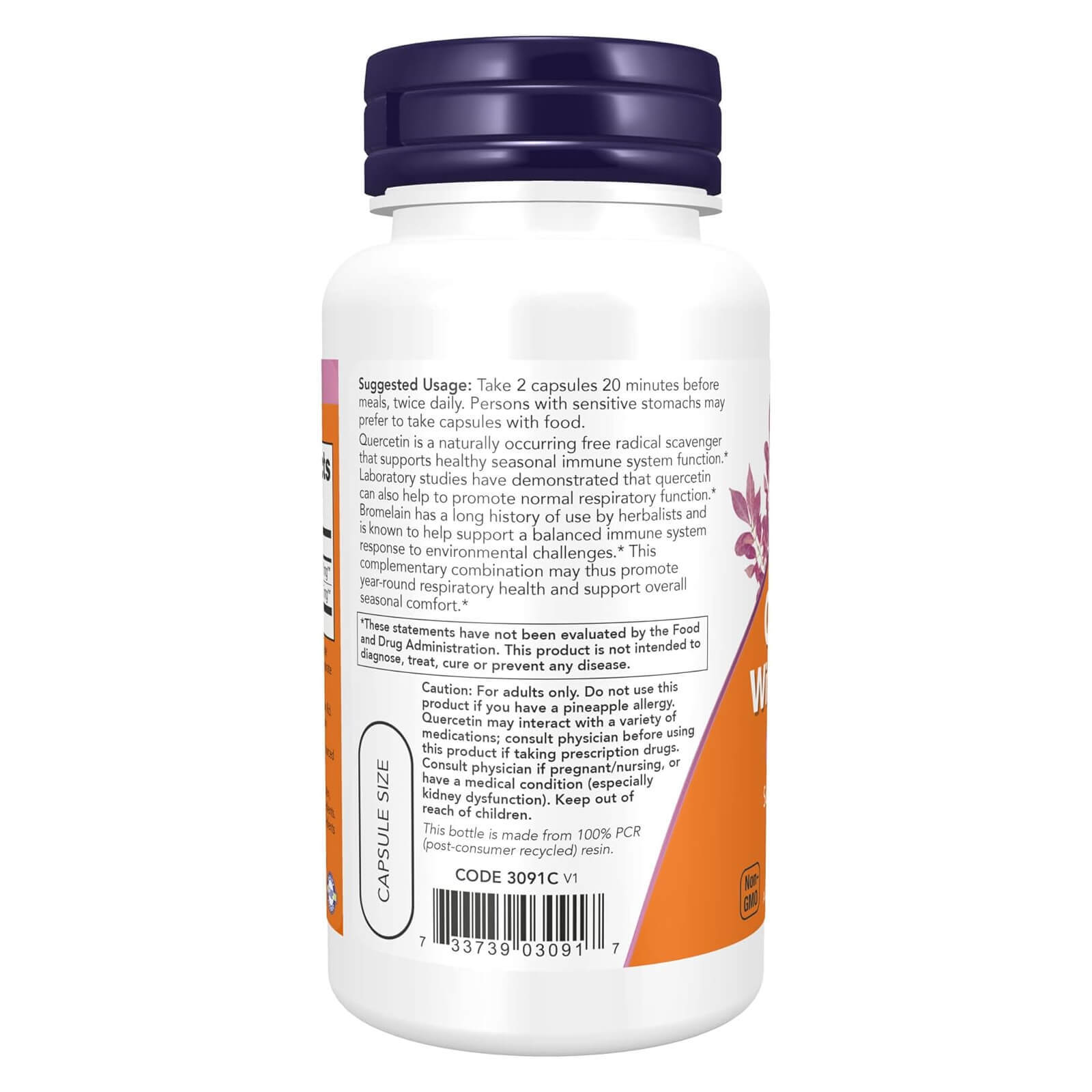 NOW Quercetin with Bromelain – 60 Veg Cap, Balanced Healthy Season Immune System