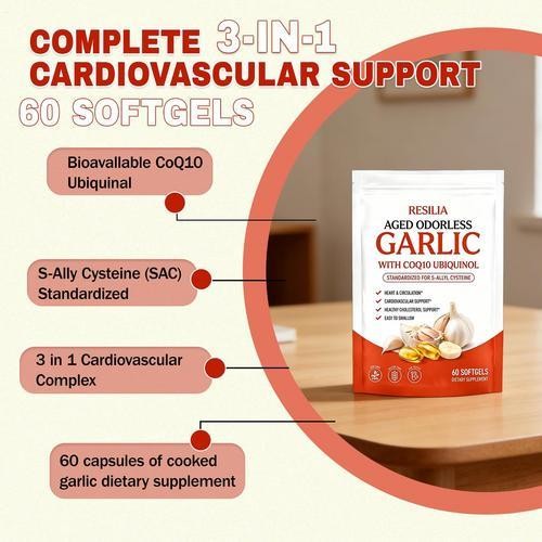 Resilia Aged Odorless Garlic Extract 600mg Softgels (60 Count)