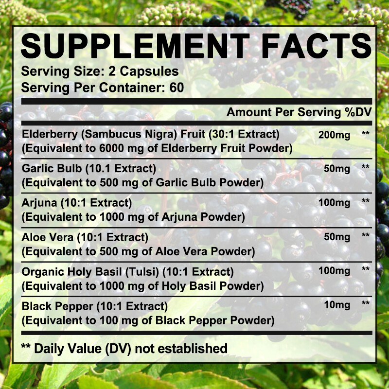 ELDERBERRY Extract 120 Capsules Immune System Booster Antioxidant
