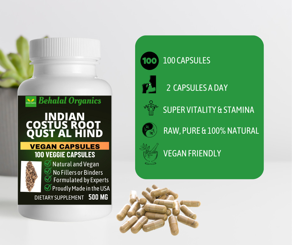 Indian costus 500mg Qust al Hind 100 veg capsules