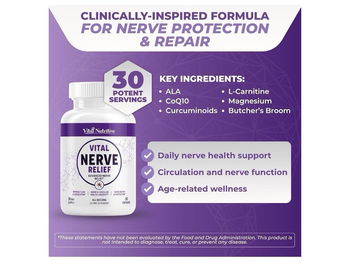 Vital Nutritive Vital Nerve Relief Flow Circulation Vascular Health 30 Capsules