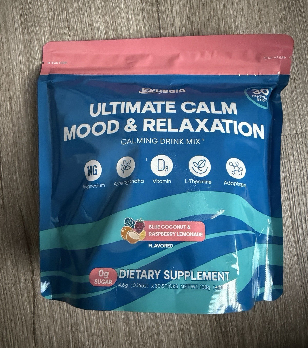 EurHealth Ultimate Calm Drink Mix 30 Sticks 0g Sugar Blue Coconut/Raspberry