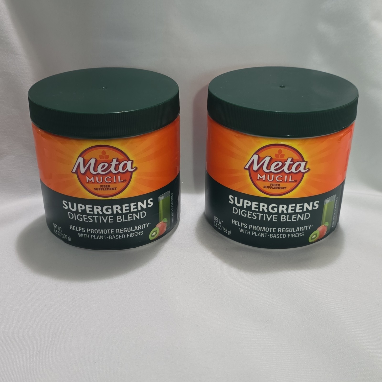 (2) Metamucil SuperGreens Digestive Blend Powder – Kiwi Apple Flavor
