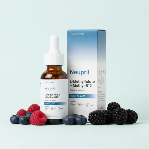 NEW SEALD Neupril L-Methylfolate d+ Methyl-B12 Drops 15mg Berry 1oz Exp 4/28