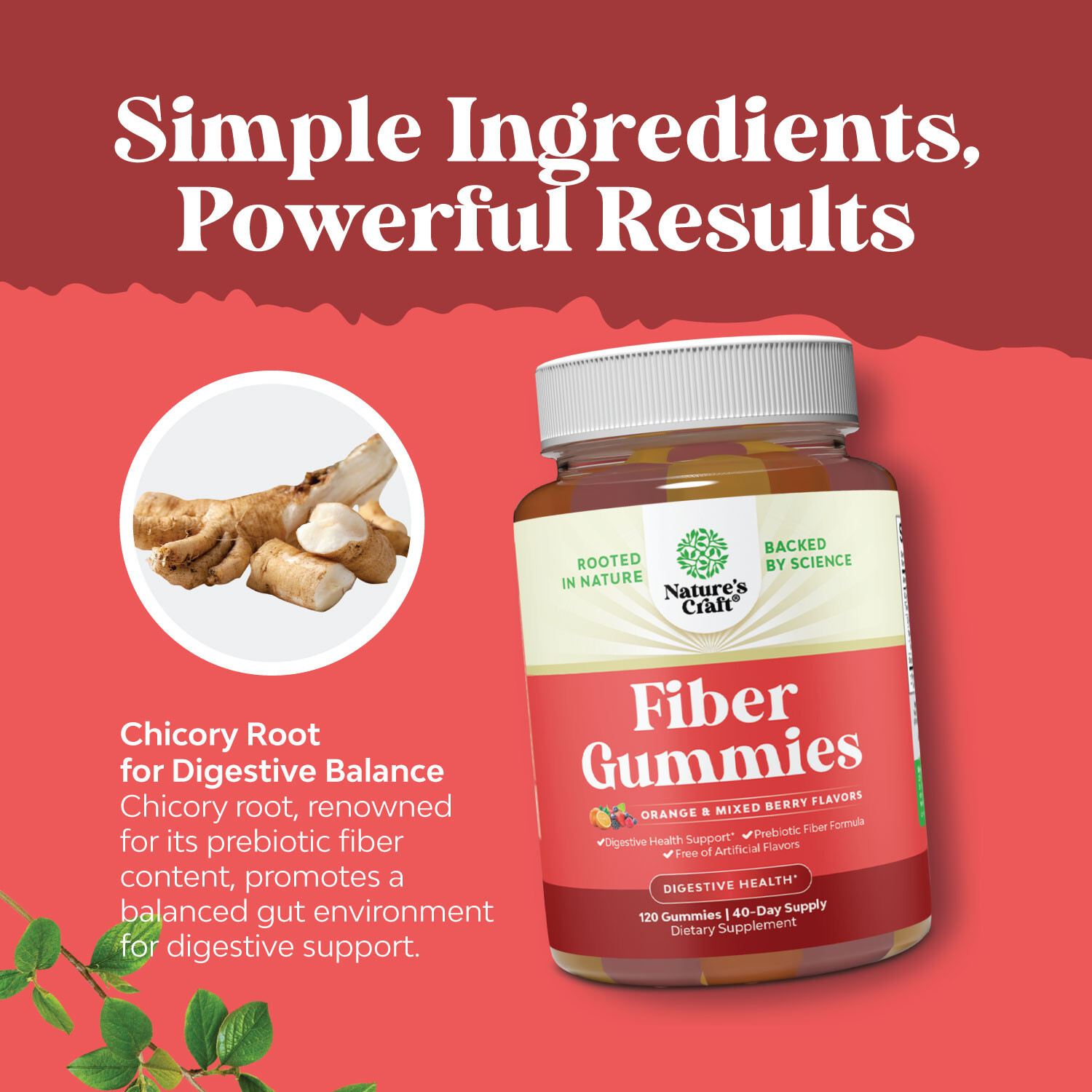 Tasty Prebiotic Fiber Gummies for Adults – High Fiber Supplement 120ct