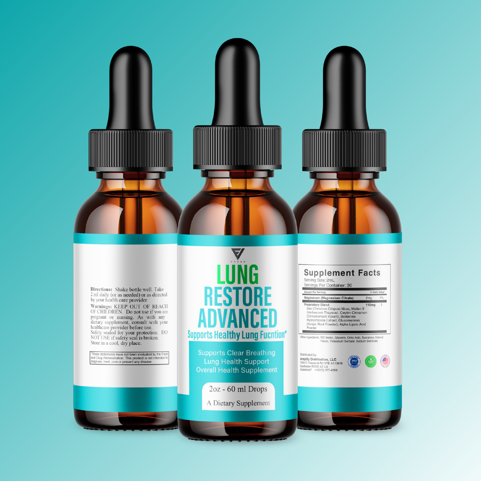 (5 Pack) Lung Restore Drops, LungRestore Advanced Lung Flow Support Drops (10oz)
