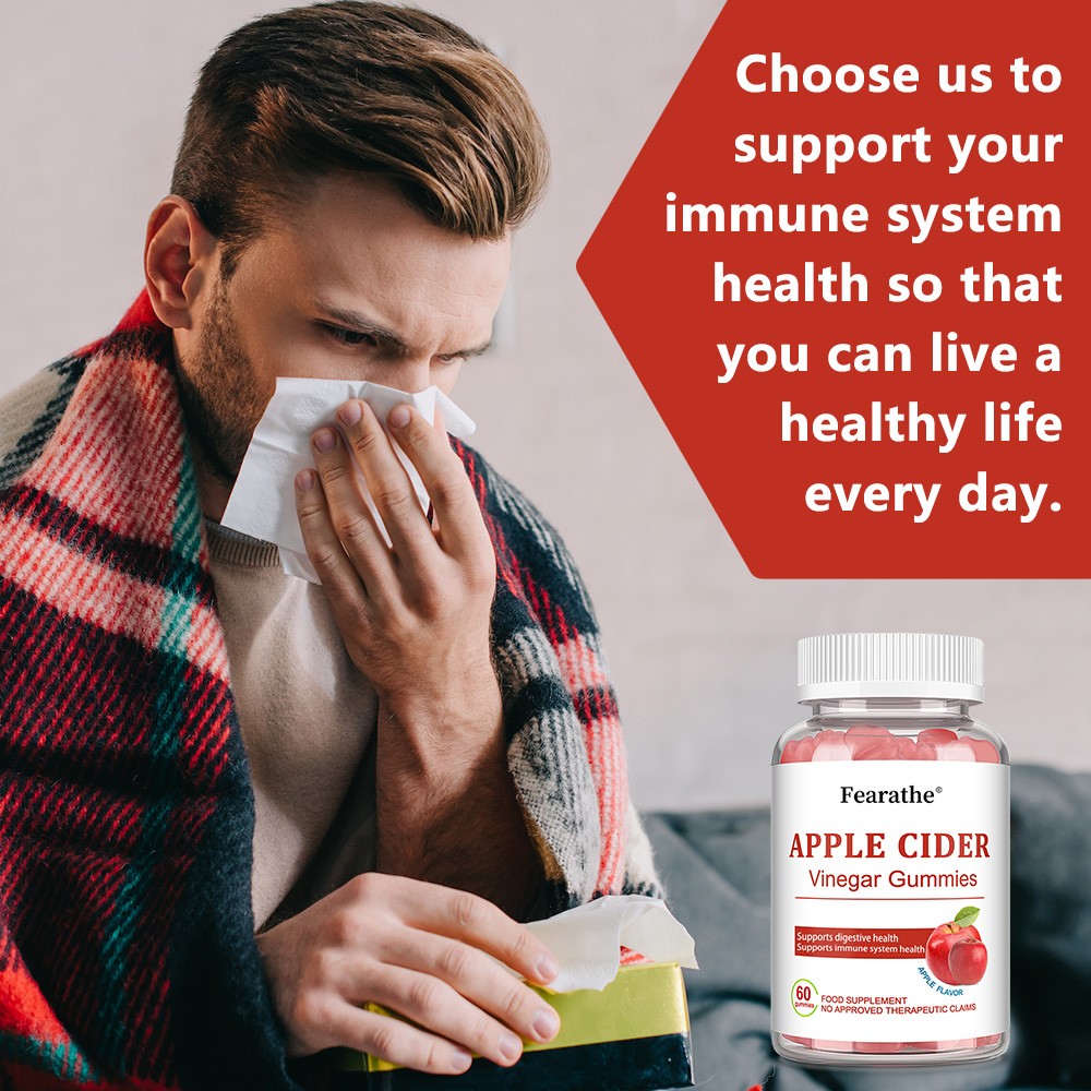 Apple Cider Vinegar Gummy Supplement Apple Flavor 60 Gummies Easy to Swallow