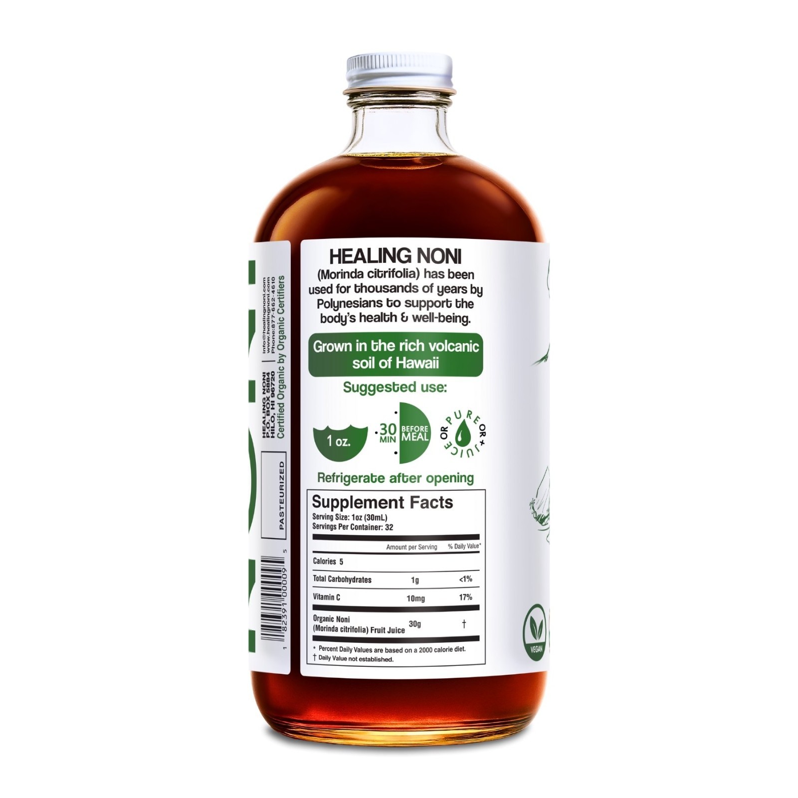 Healing Noni ® – Certified Organic Noni Juice – 1 x 32oz