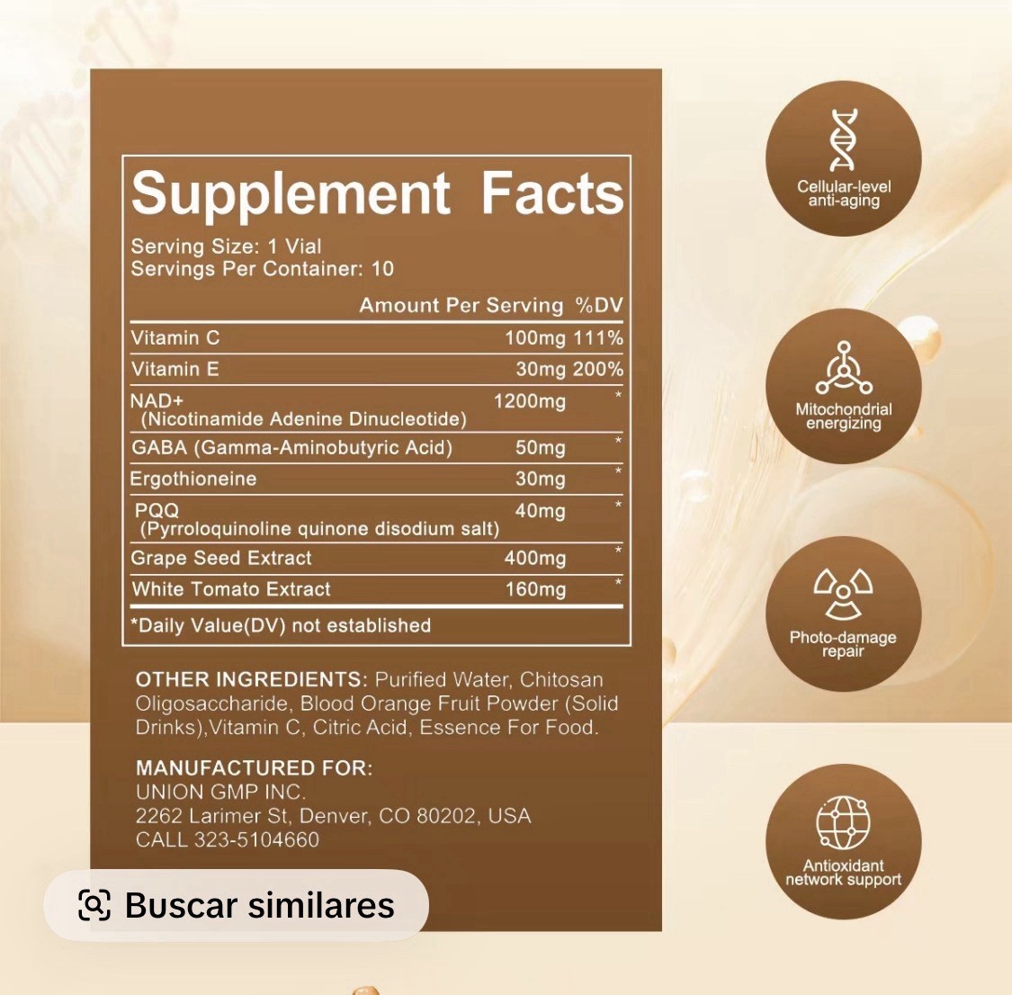 Perseek NAD+ Advanced Liquid Vials 10 Count Anti-Aging Antioxidant Support