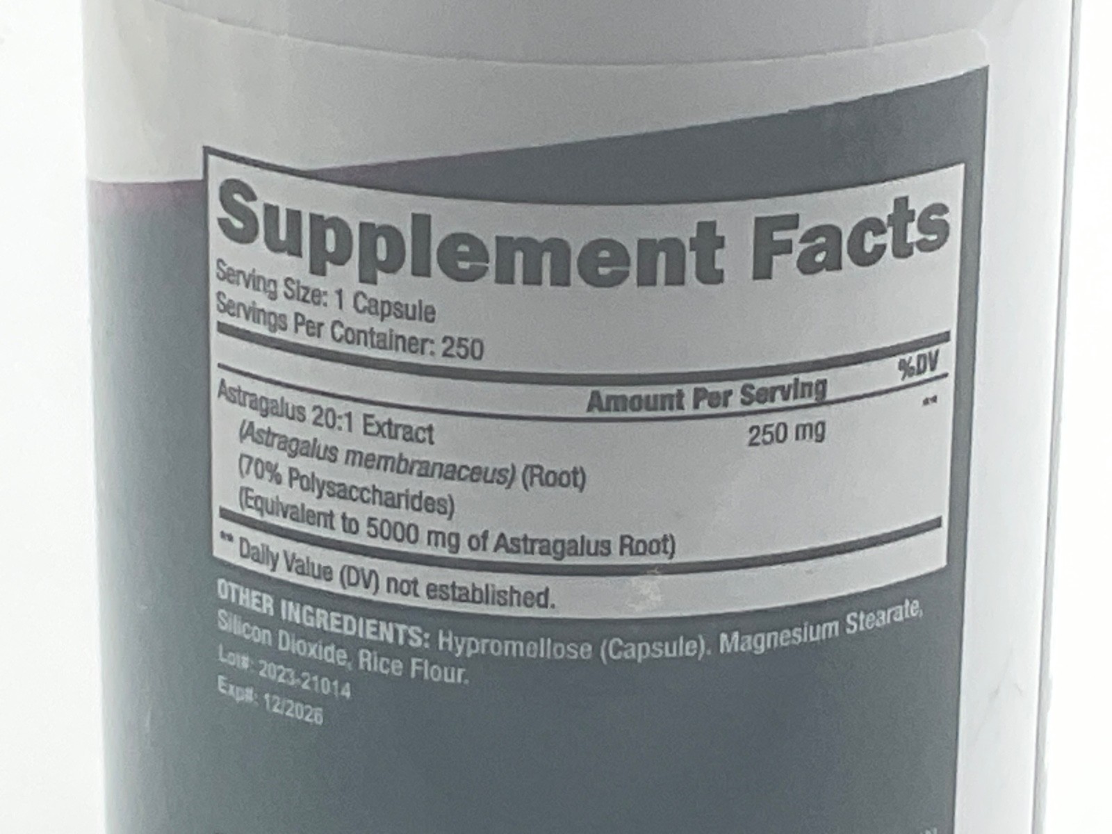 Purely Holistic Astragalus Astralgus – 5000 mg 250 capsules – Exp 12/26