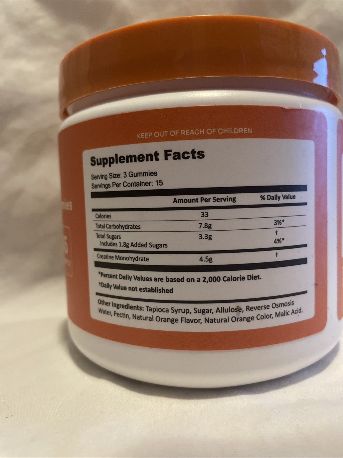 Create – Creatine Monohydrate Gummies – Orange Flavor – 45 servings