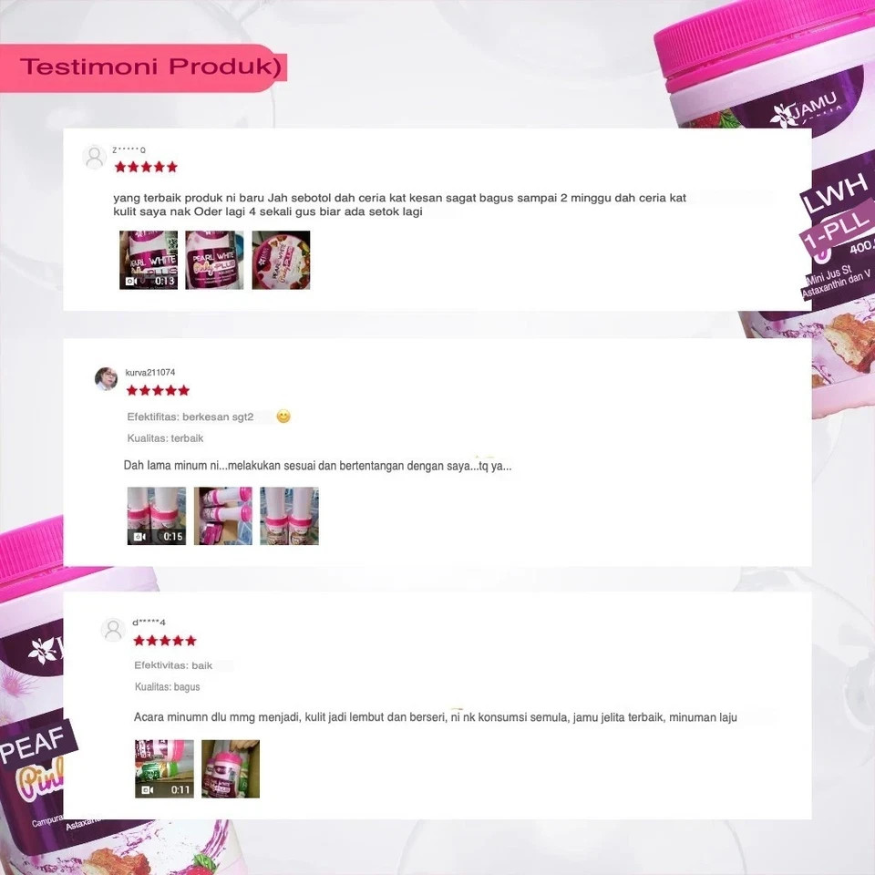Pearl White Pinky Plus Jamu Jelita Drink Powder Woman Collagen Whitening ( X 2 )